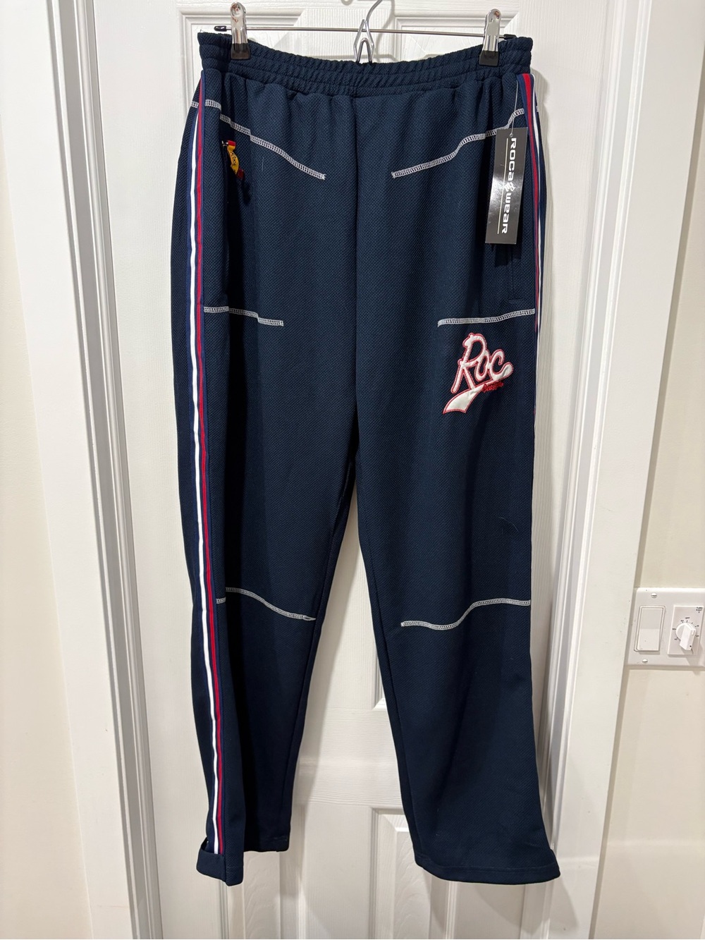 Rocawear Navy Track Pants with Red & White Trim Mens 32-33 x 30 baggy Y2K NWT
